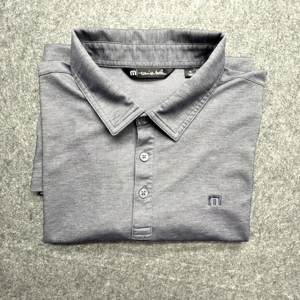 Travis Mathew Mens Size XL Gray Logo Polo Shirt Short Sleeve Collared